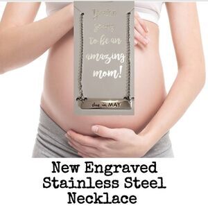 May Baby Engraved Stainless Steel Necklace